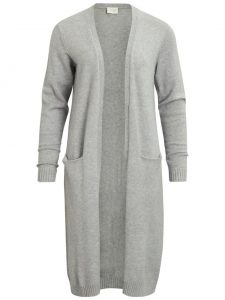 Vila viril long knit vest light grey melange